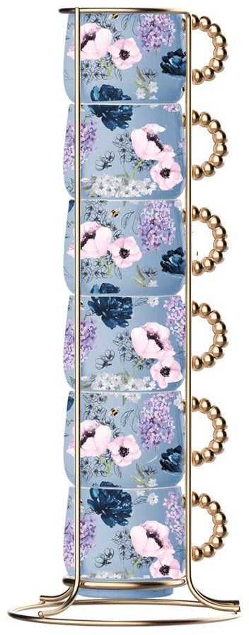 Bialetti - Zestaw 6 filiżanek do espresso na stojaku Bridgerton