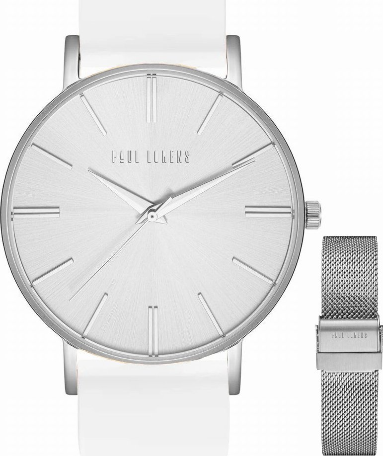 Zegarek Paul Lorens Zegarek damski duży Paul Lorens JULIE st / biały pasek + siatka mesh
