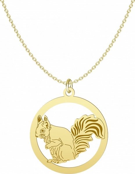 MEJK Jewellery Naszyjnik Złoty Wiewiórka Łańcuszek 925 Grawer Dedykacja Prezent