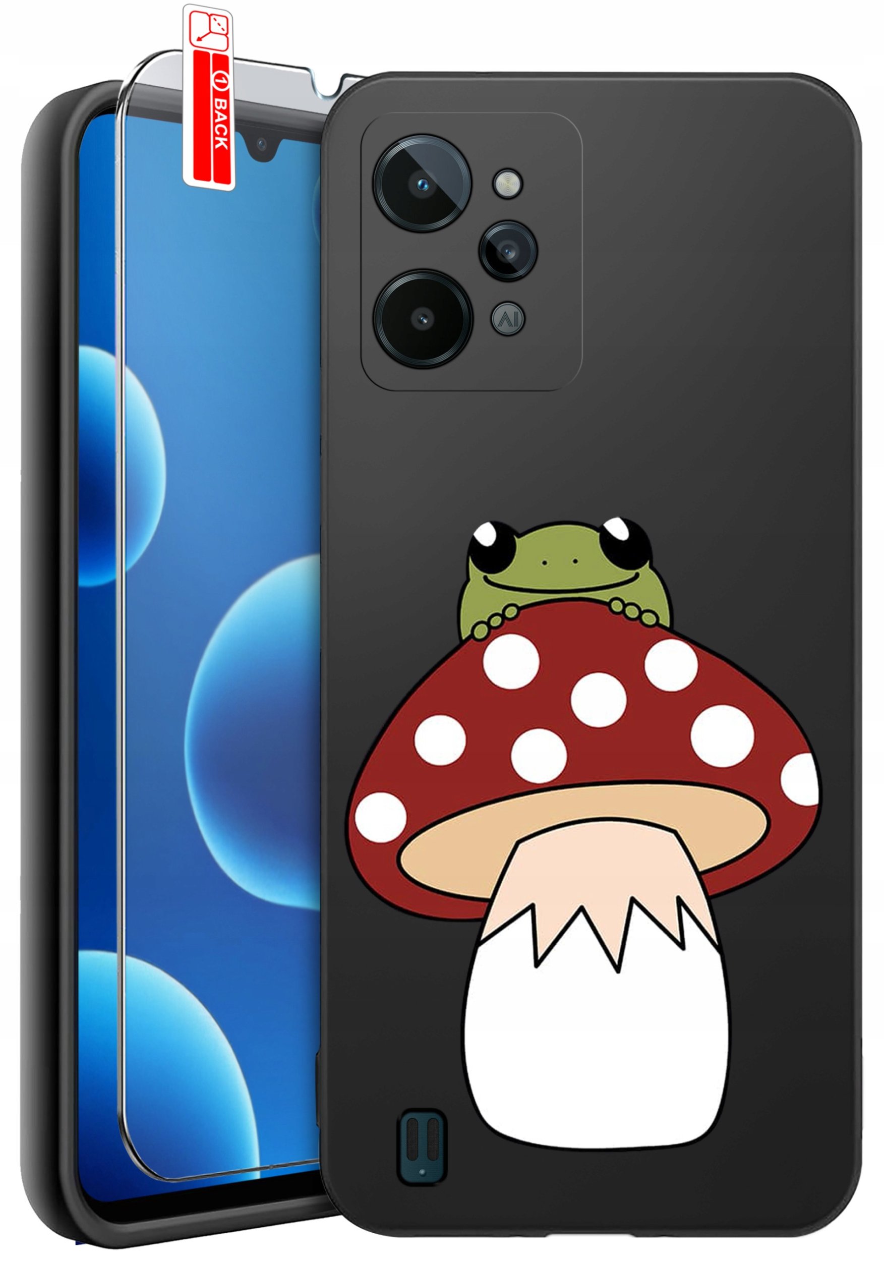 ETUI do Realme C31| WZORY | SILIKONOWE MATT CASE + SZKŁO 9H