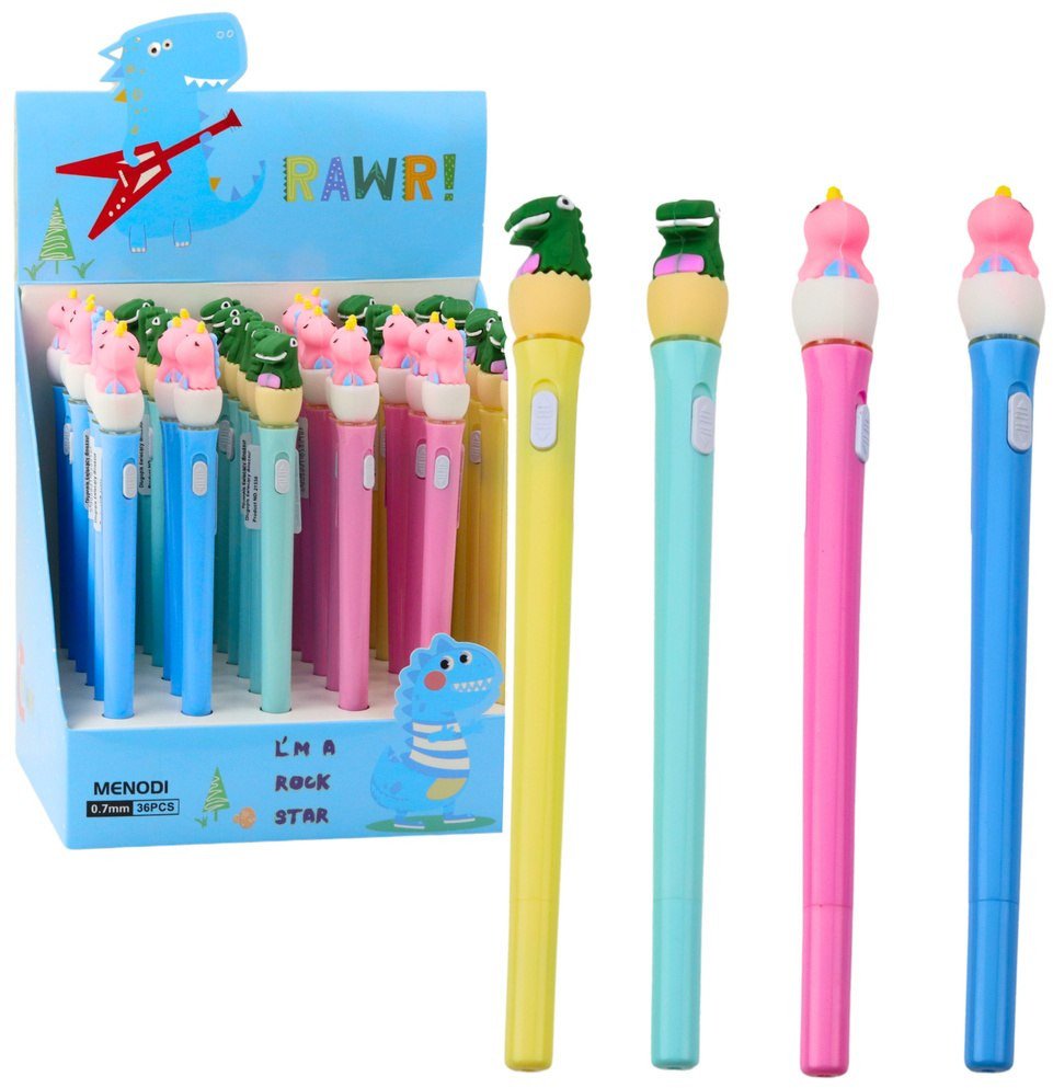 Długopis Świecący Dinozaur W Jajku Niebieski Tusz 0.7mm Mix LEAN Toys