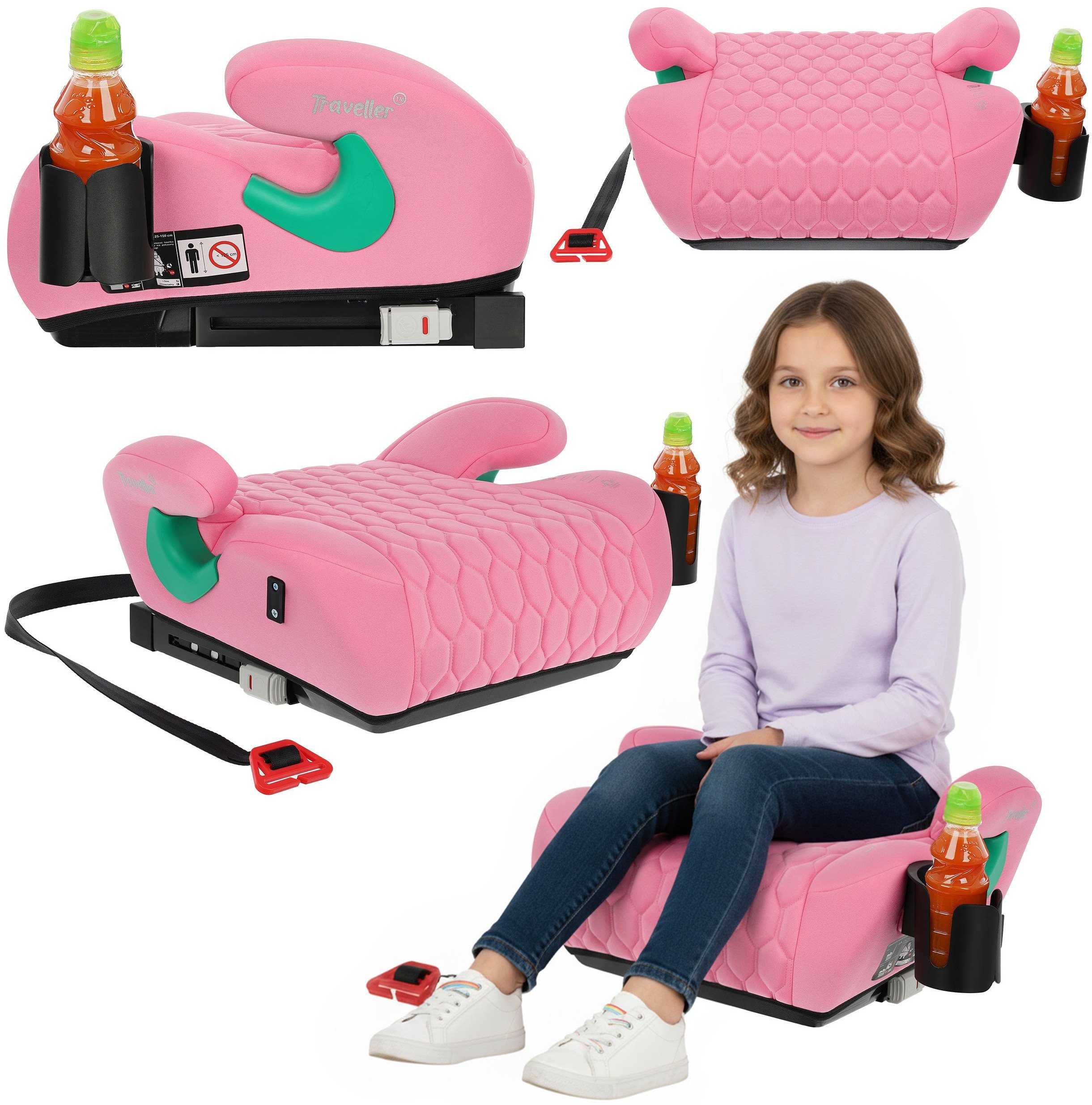 Fotelik samochodowy Monroe Fotelik samochodowy podkładka siedisko z isofix różowy R129 125-150 CM