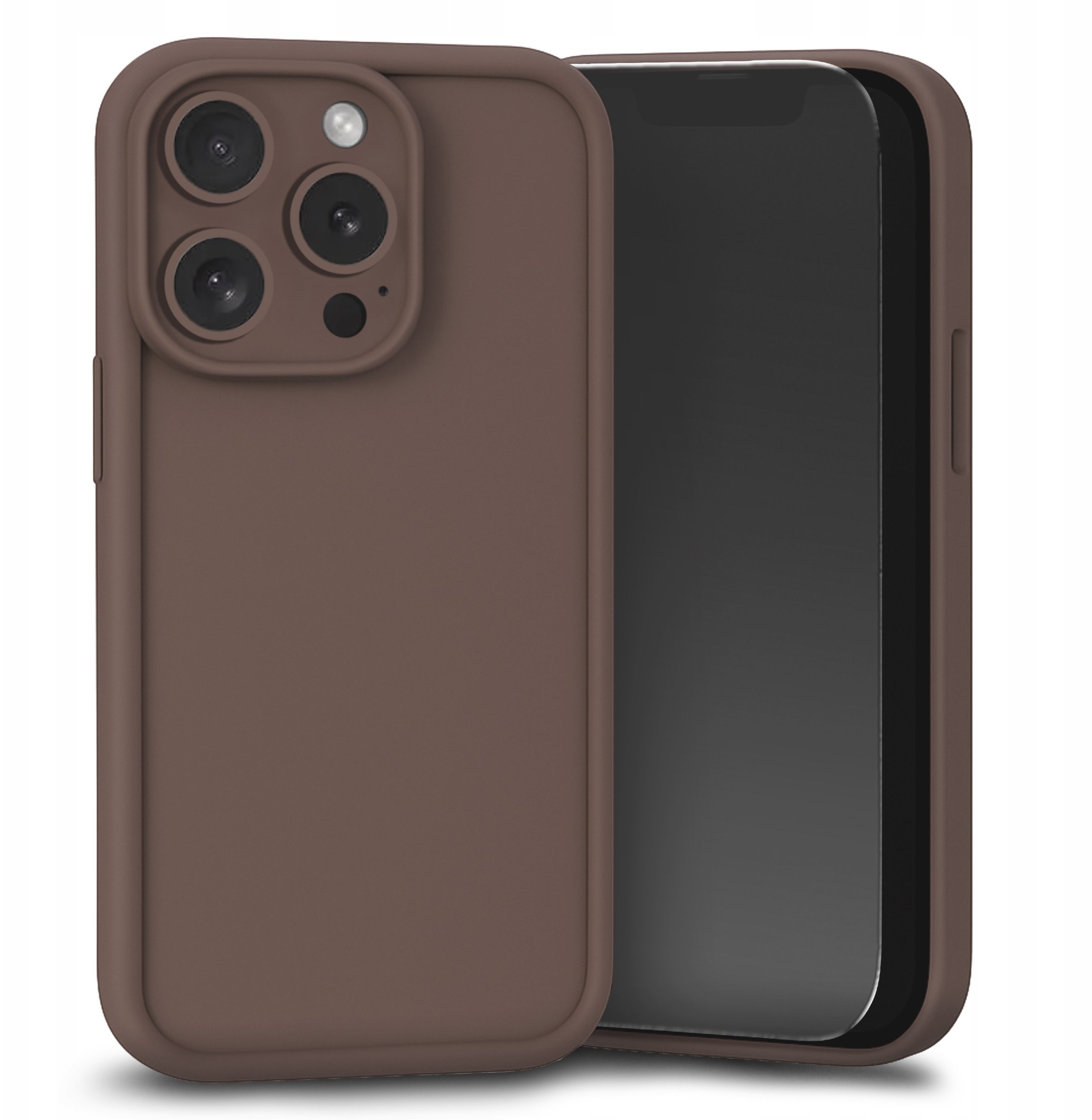 Etui do Apple iPhone 15 Pro (Brązowe, Silikon, Matowe, Wzmocnione) Szkło