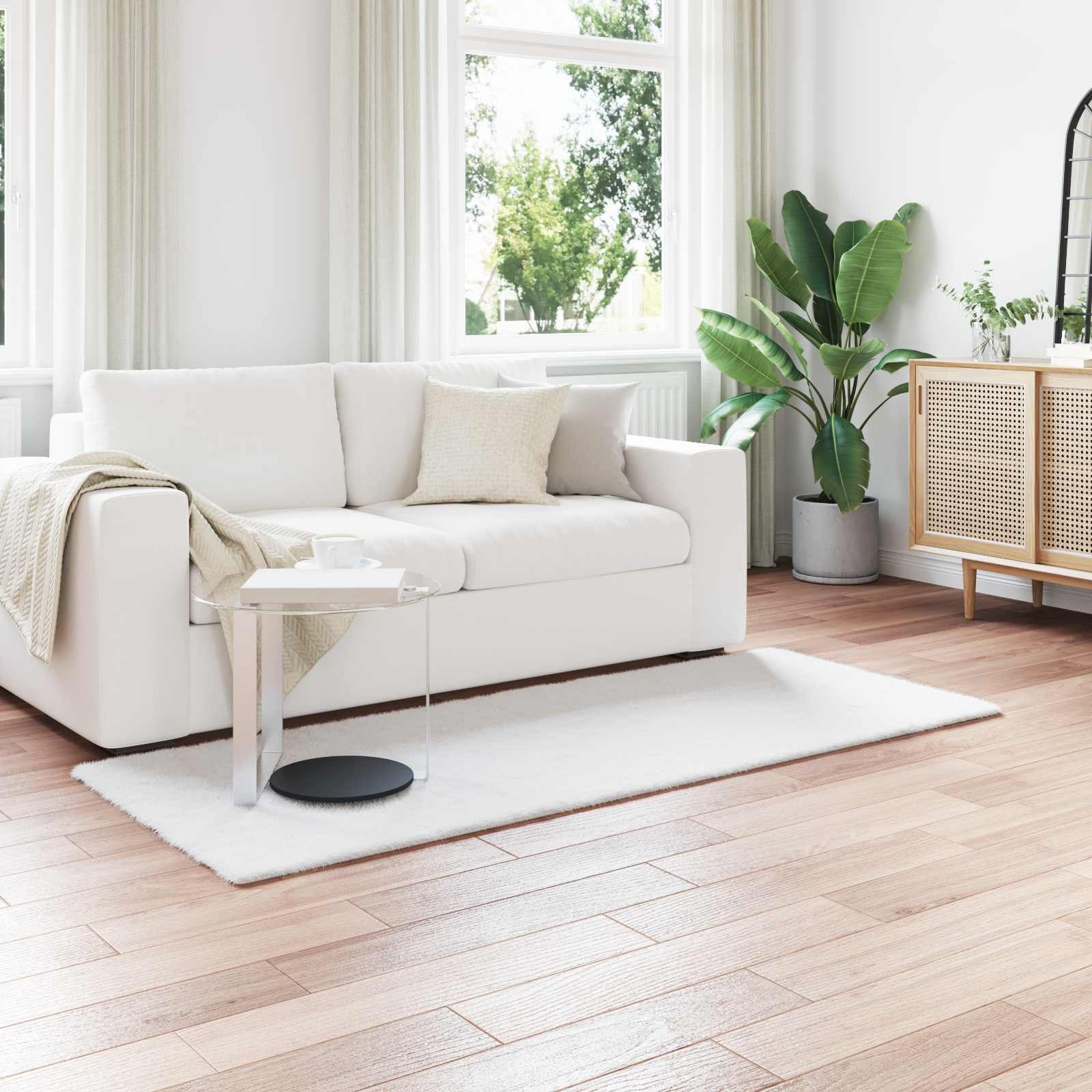 vidaXL Dywan z sztucznego królika Olite biały 100 x 200 cm Poliester