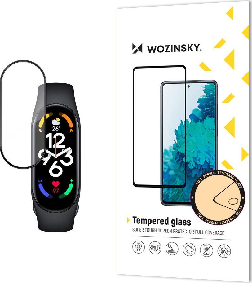Wozinsky Wytrzymałe szkło hartowane Wozinsky Full Glue na cały ekran z ramką do Xiaomi Mi Band 8 - czarne