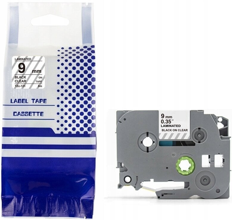 Taśma BROTHER TZe-S121 9mm x 8m czarny na przezroczystym zamiennik