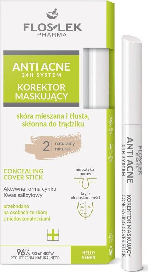 Floslek Floslek Anti Acne 24h System korektor maskujący 2 Naturalny