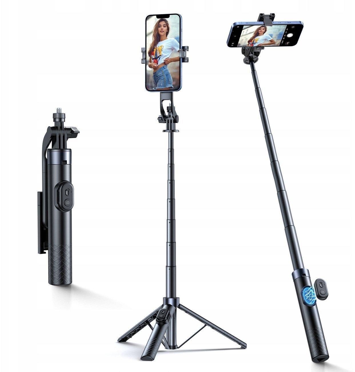 Selfie stick Wozinsky WC1Y70S teleskopowy tripod 1.7m z uchwytem na telefon - czarny