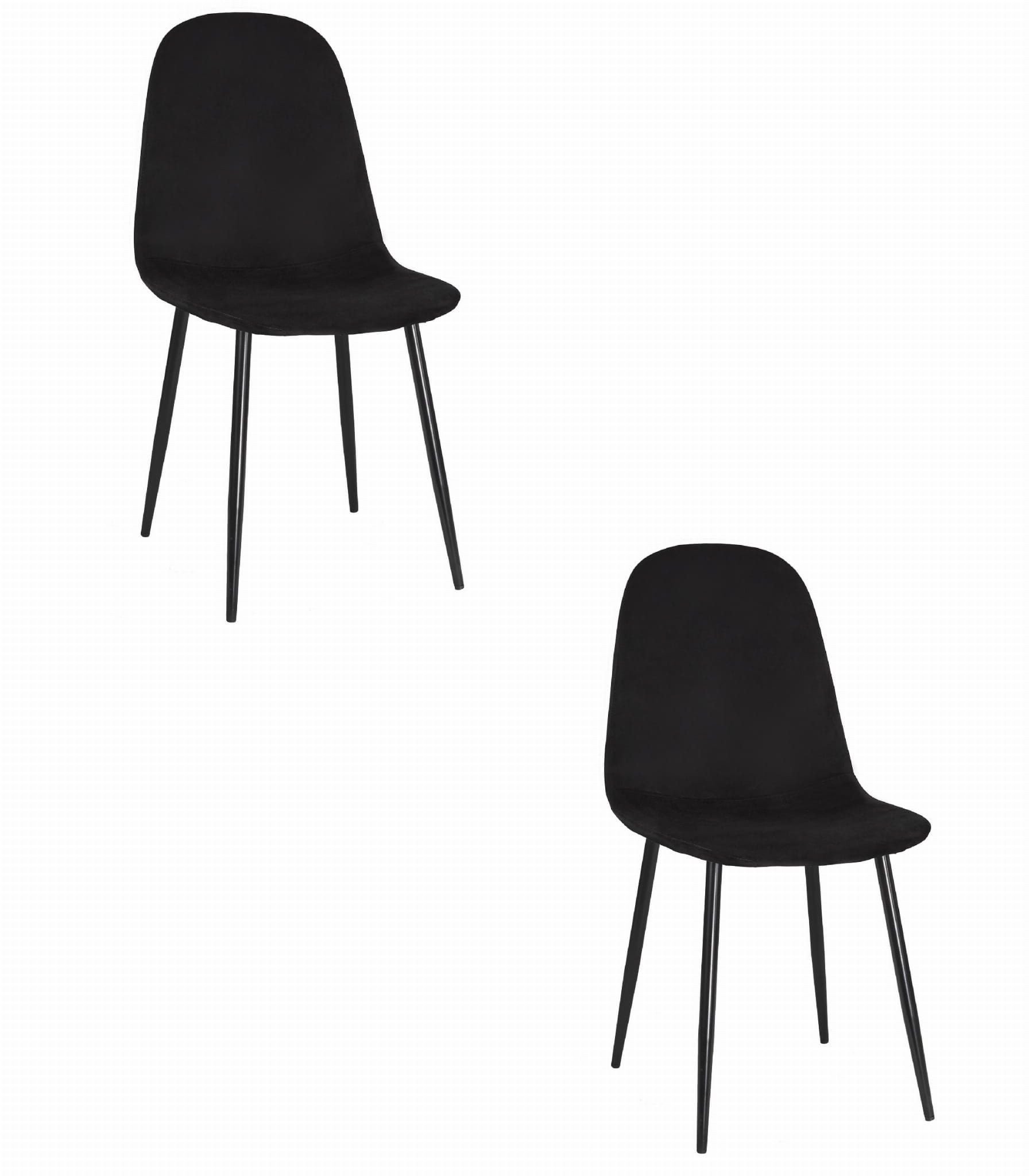 Krzesło tapicerowane COMO czarne aksamit 2 szt. loft nowoczesne