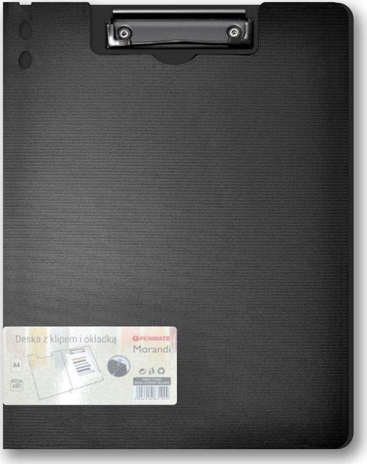 Deska z klipem i okładką A4 Morandi czarna