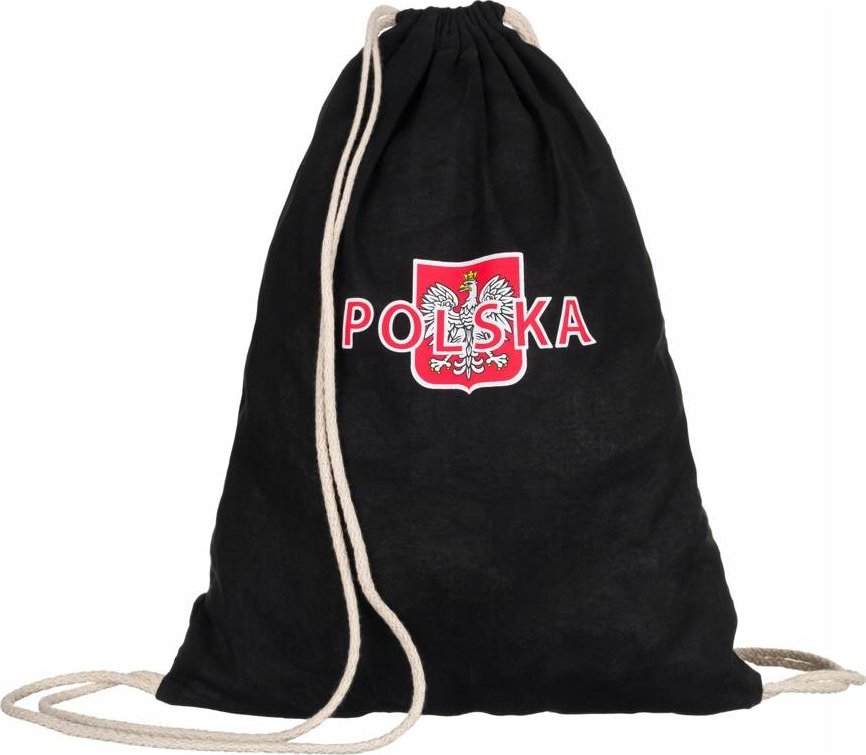 Czarny, bawełniany plecak-worek z motywem patriotycznym NoSize