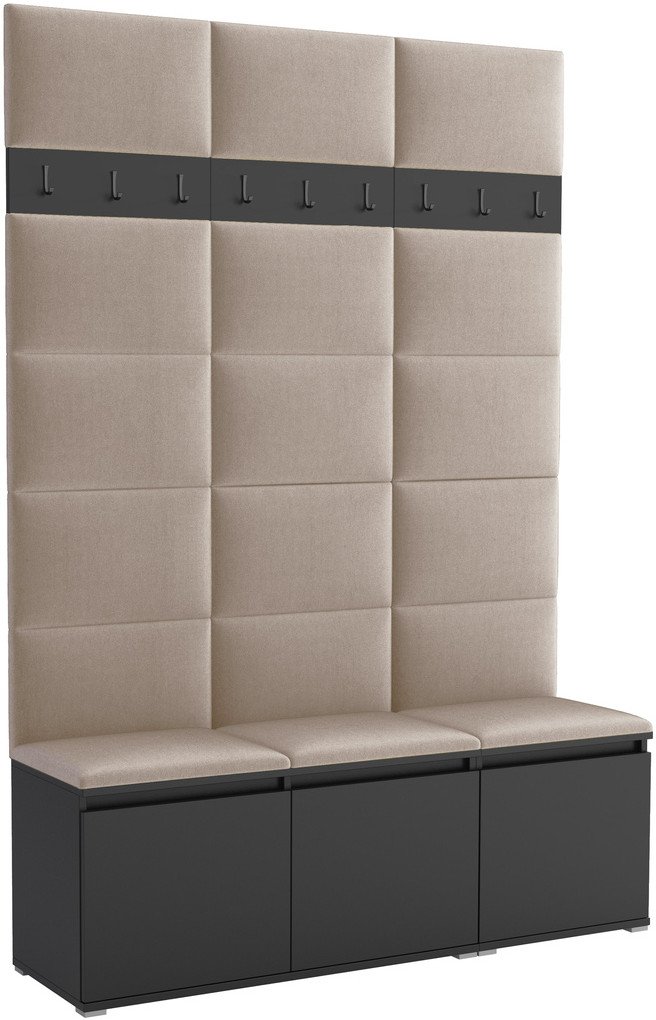 Tapicerowana garderoba Noris III - kolor czarny + tkanina Trinity 04