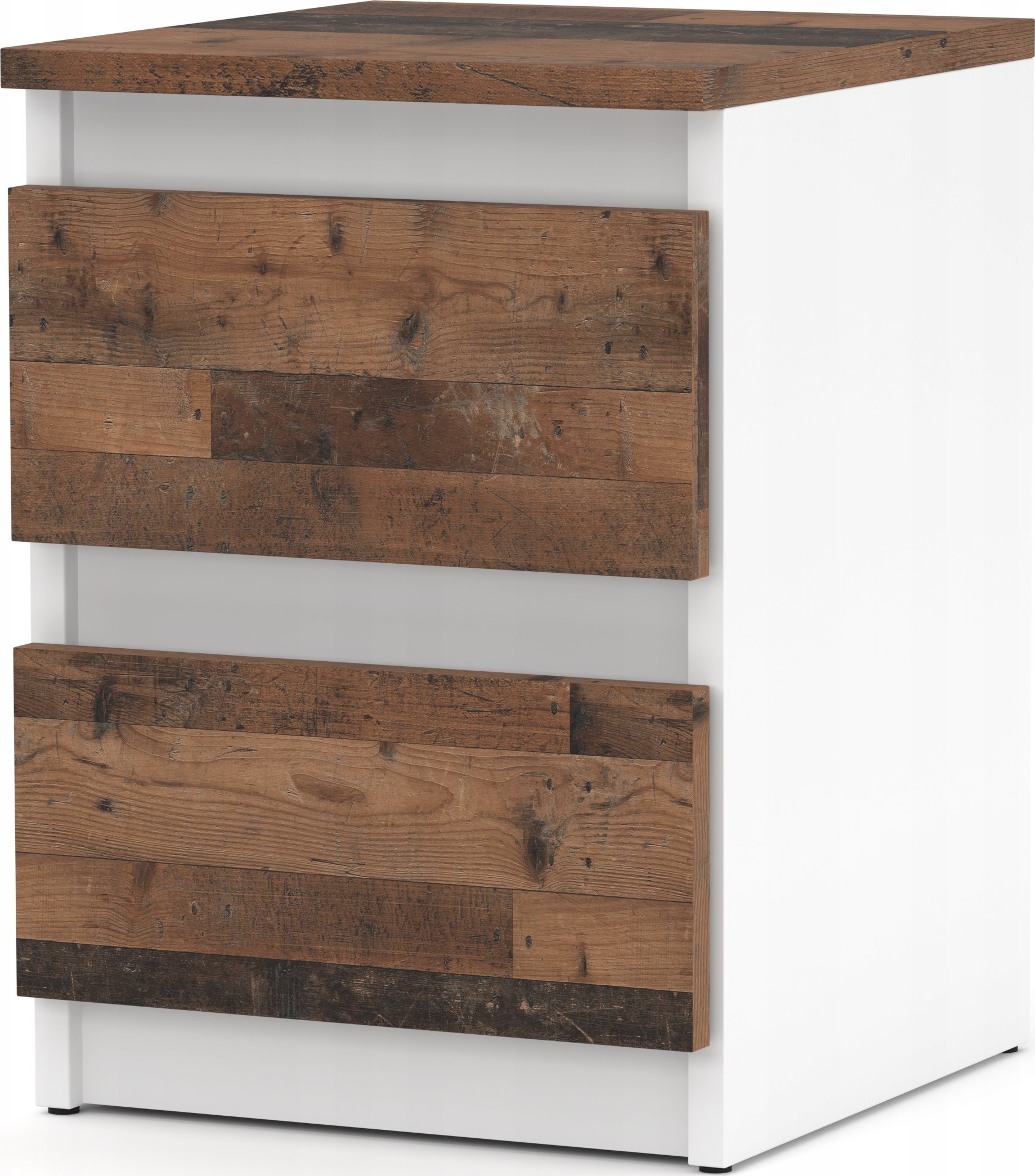 Stiv-Meble Szafka Nocna Biała Vintage 30CM 2 Szuflady Stolik Nocny Nakastlik Sypialnia