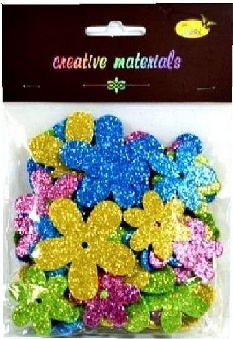 Kwiatki z pianki brokatowej wiosenne 56szt