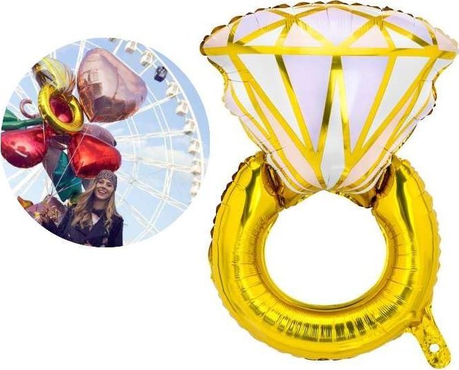 PartyDeco Balon foliowy Pierścionek, 60x95cm, mix