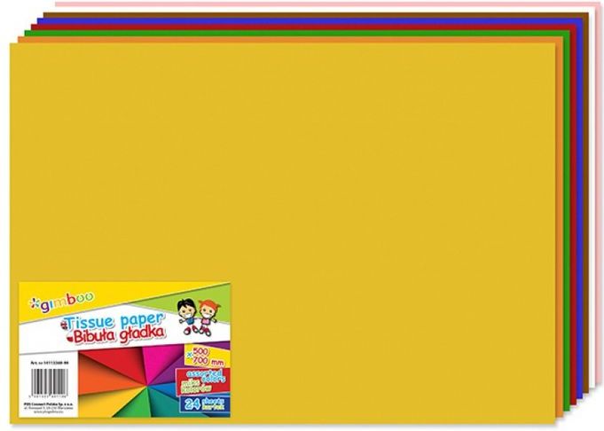 Gimboo Bibuła gładka w składkach 24 arkusze mix kolorów 1szt.