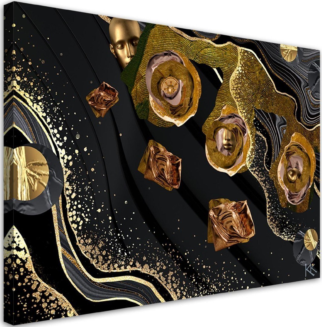 Feeby Obraz na płótnie, Złote twarze abstrakcja - 120x80