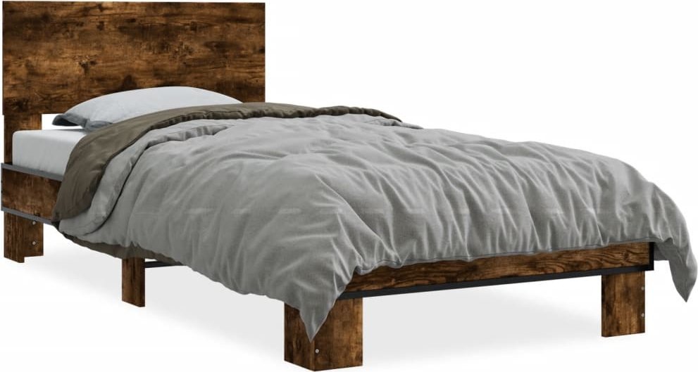 vidaXL vidaXL Rama łóżka, przydymiony dąb, 90x200 cm, materiał drewnopochodny