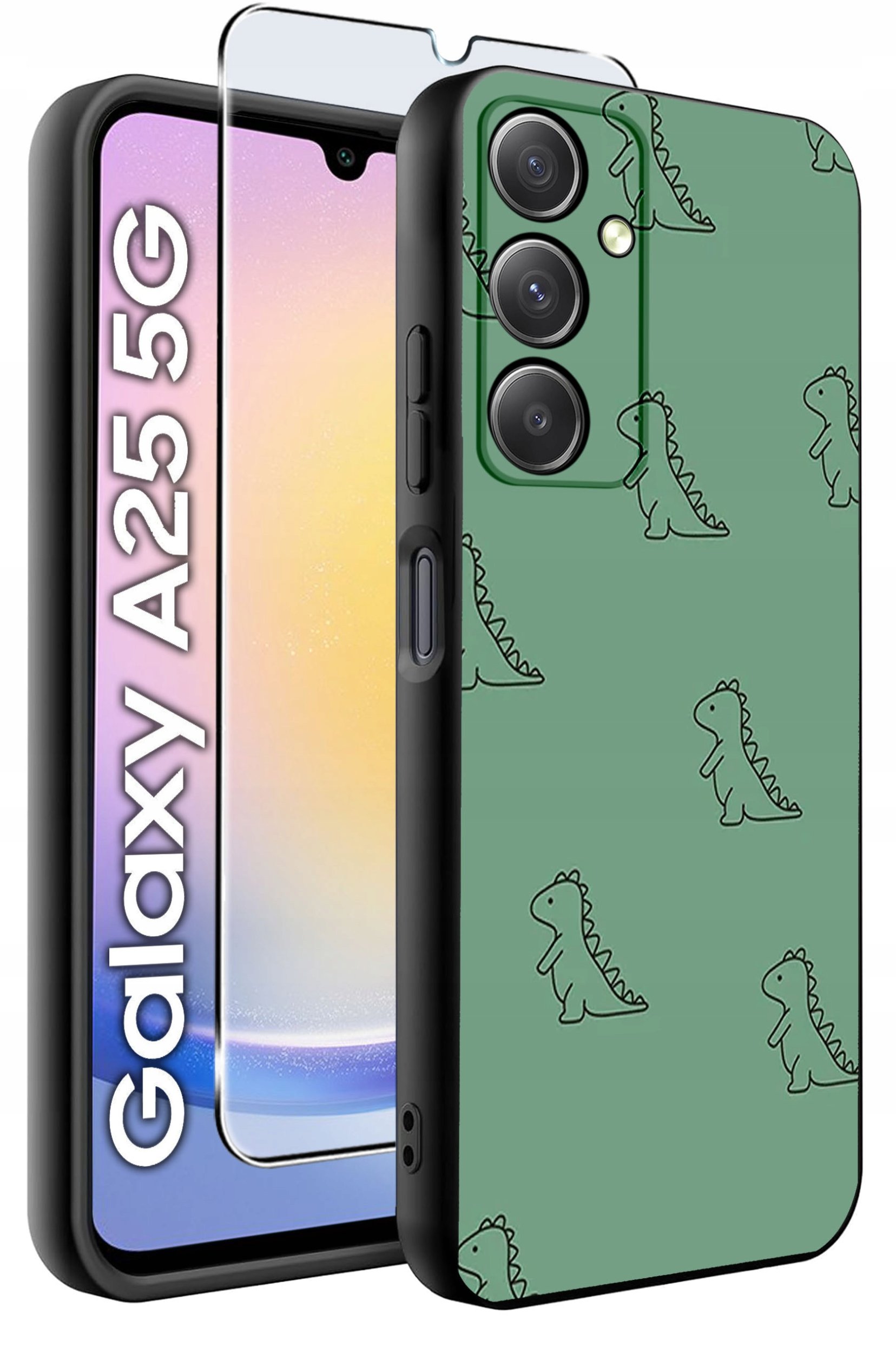 ETUI do Samsung A25 5G WZORY | SILIKONOWE MATT CASE + SZKŁO HARTOWANE 9H