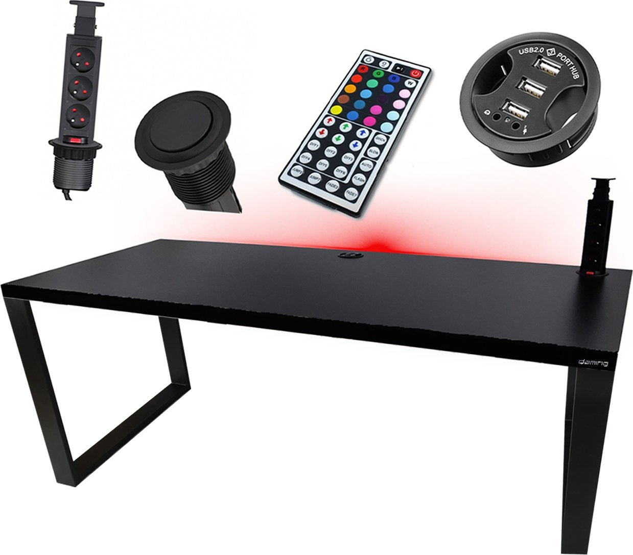 BIURKO GAMINGOWE LOFTOWE LED PRZEPUST STABILNE HUB GNIAZDO PRODUCENT