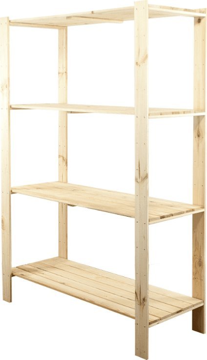 Wamar-Sosenka MAXI Regał Drewniany 166,4x120x50 cm 4 Półki ażurowe Surowy Drewno sosnowe Naturalny MAXI-4NA / Wamar-Sosenka