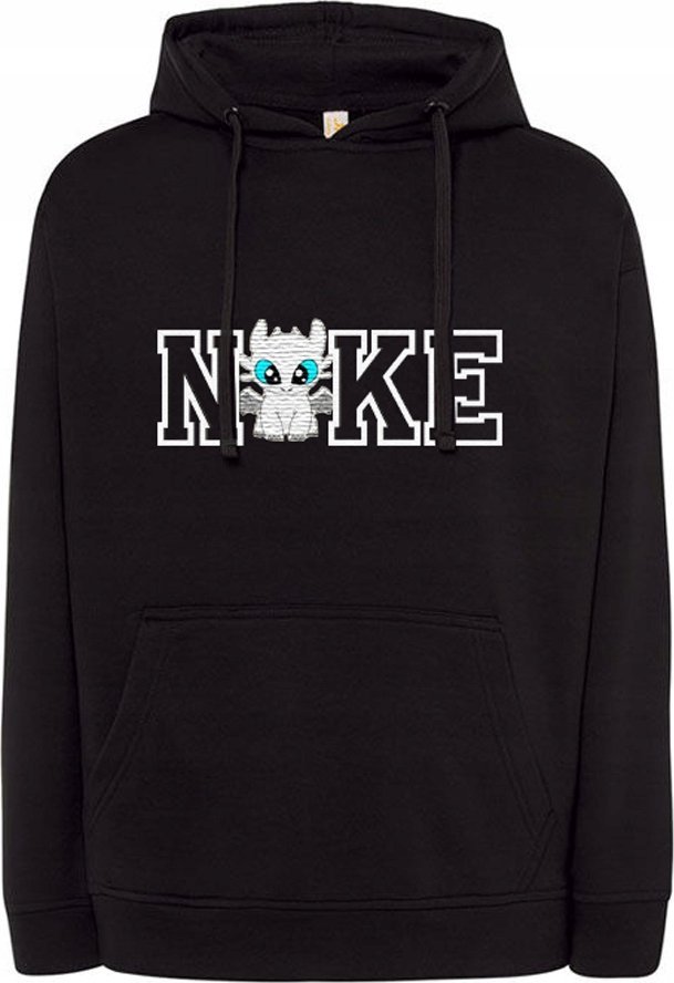 BLUZA Z HAFTEM BIAŁA FURIA SMOK BAWEŁNA INICJAŁY PREZENT KOBIETA KAPTUR