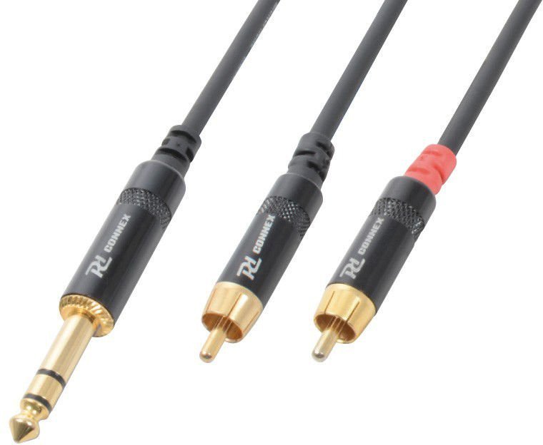 Kabel 1x 6.3 mm Stereo - 2x RCA męski 3.0m one size