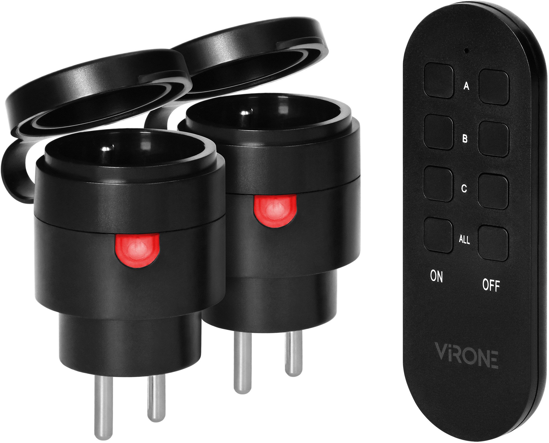 Orno Zestaw bezprzewodowych gniazd MINI Schuko sterowanych pilotem 2+1 2300W
