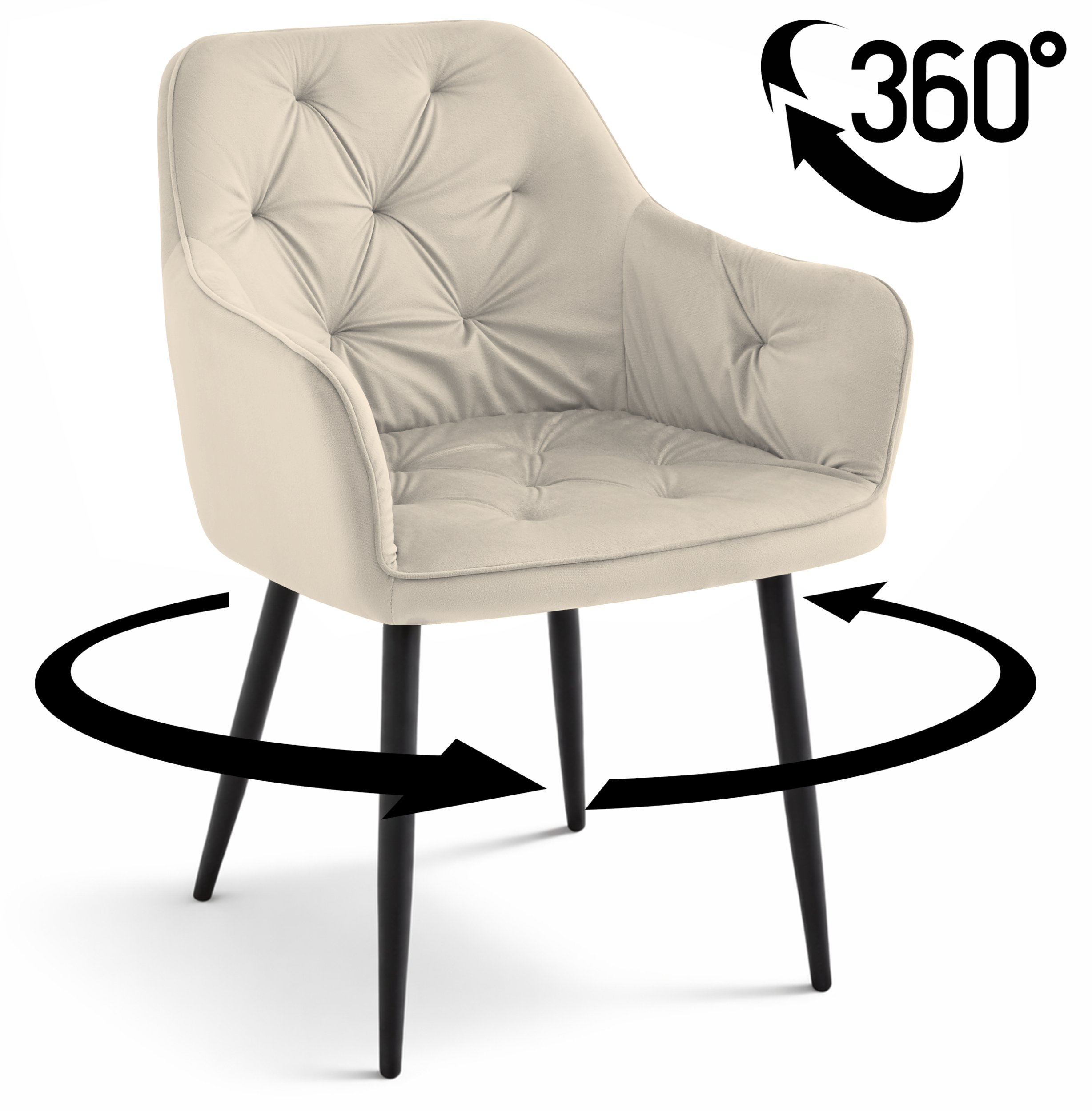 Krzesło obrotowe Julia III velvet beżowe glamour do salonu i jadalni