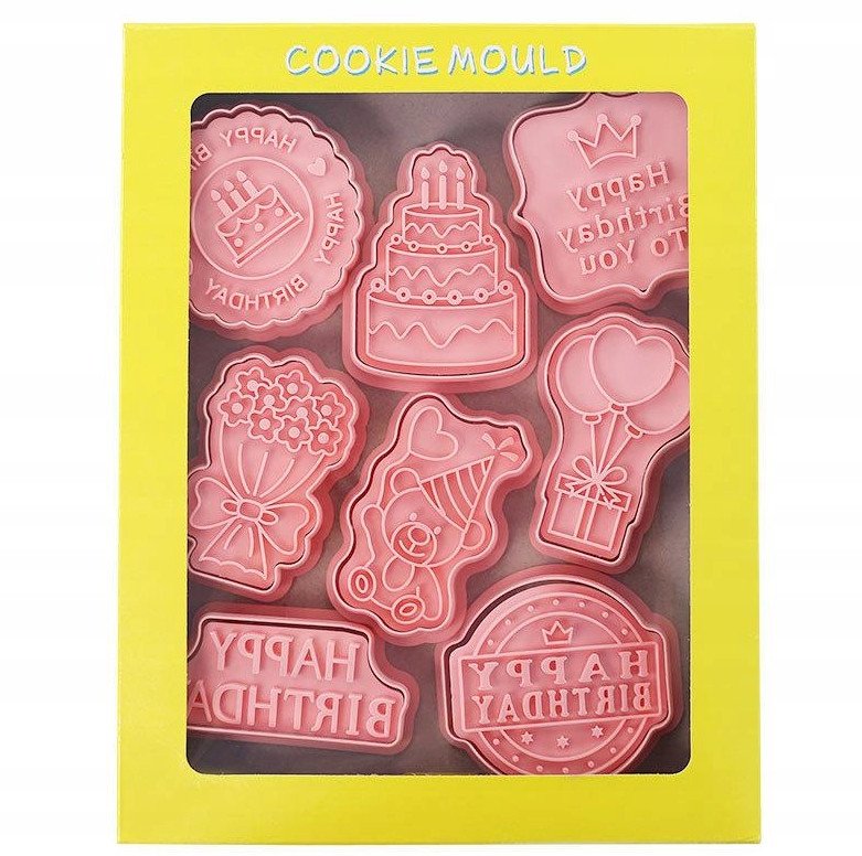 Foremki do Ciastek Urodziny Happy Birthday wykrawacz do Ciasteczek 8szt