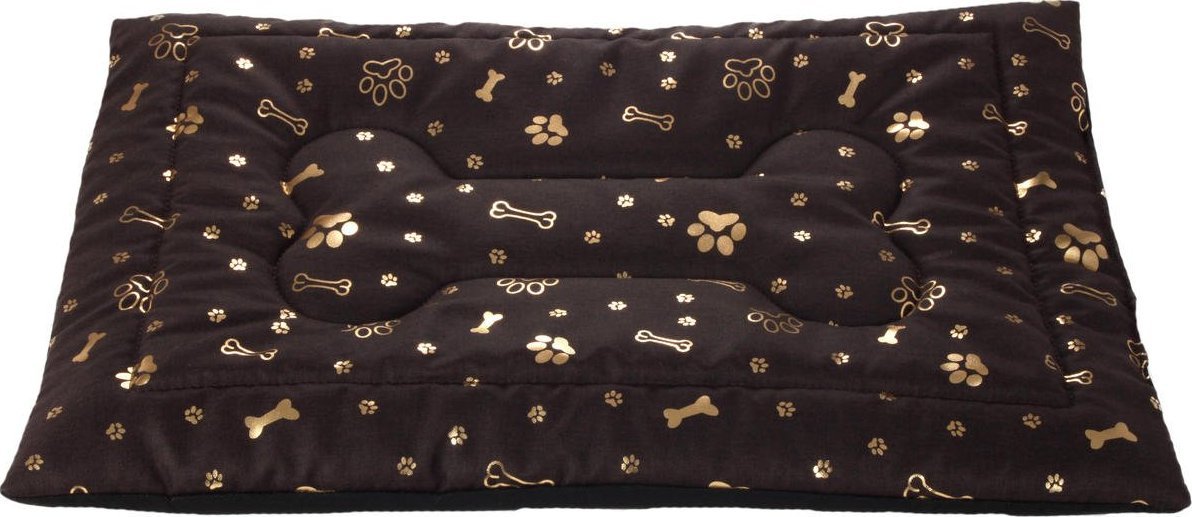 EcoHomeGarden Legowisko mata dla psa EcoHomeGarden brązowa złote kości i łapki L 100x70 wigofil