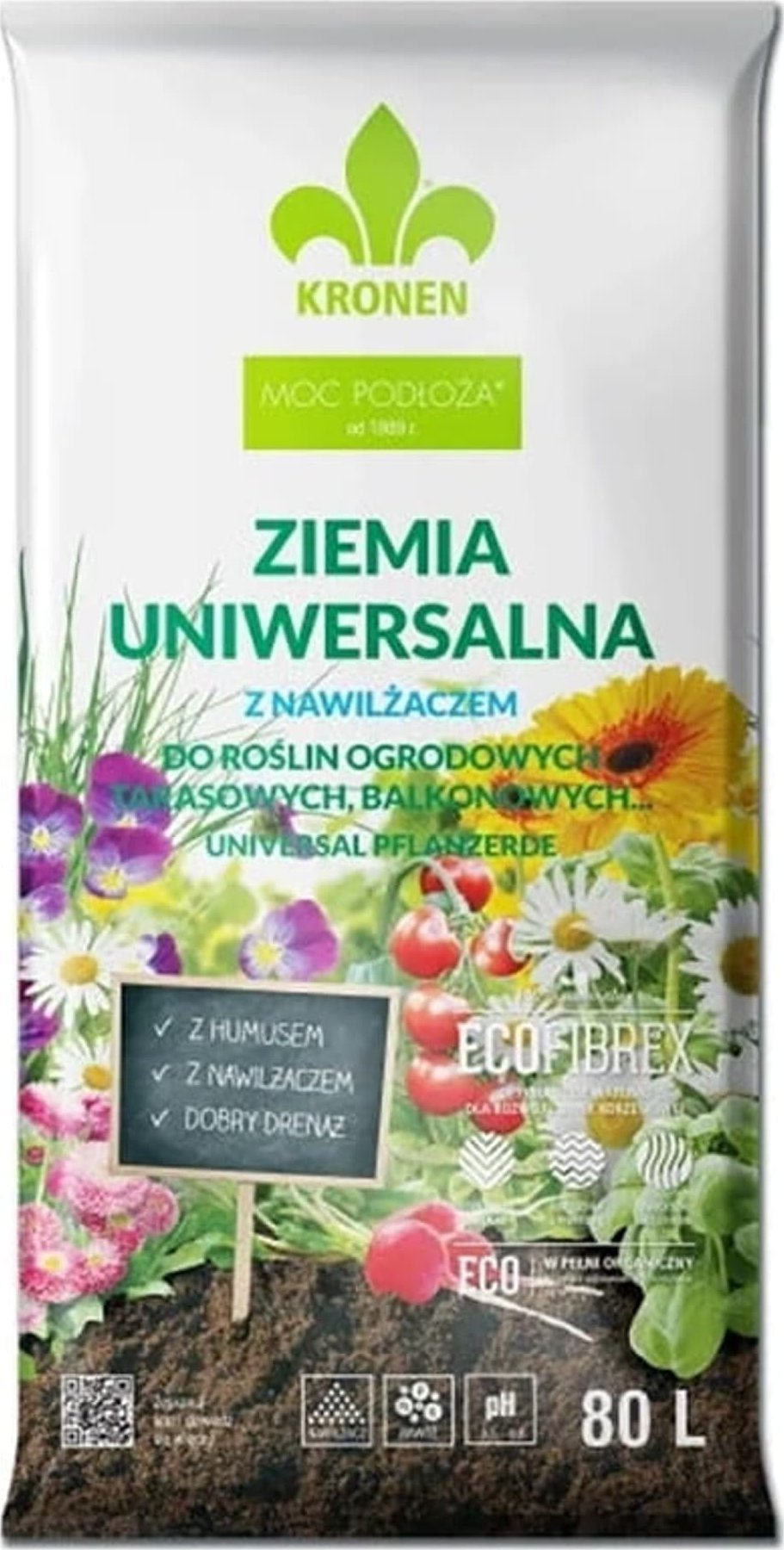 Den Braven Ziemia uniwersalna z nawilżaczem Podłoże Kronen (80 L)