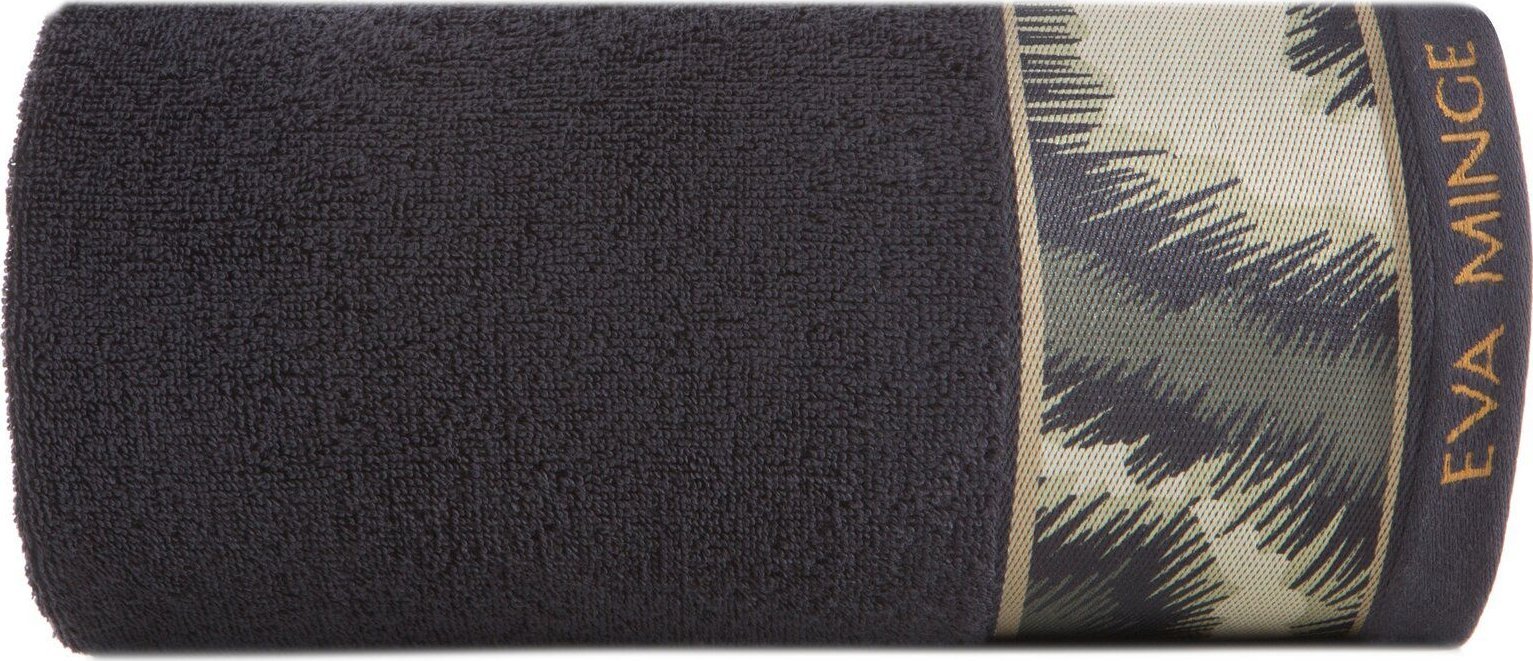 Ręcznik kąpielowy bawełniany z ozdobną bordiurą Eva Minge 70X140 czarny