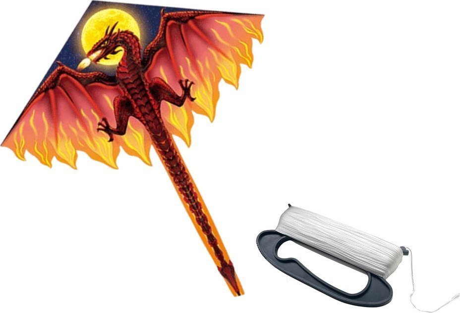 LeanToys Duży Latawiec Smok Czerwony Długi Ogon 170cm x 130cm