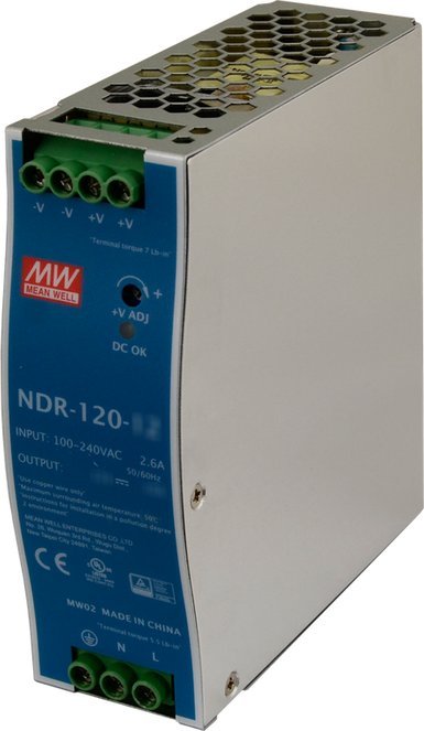 Triton ZASILACZ IMPULSOWY NA SZYNĘ DIN MEAN WELL NDR-120-48 48V/120W/2.5A