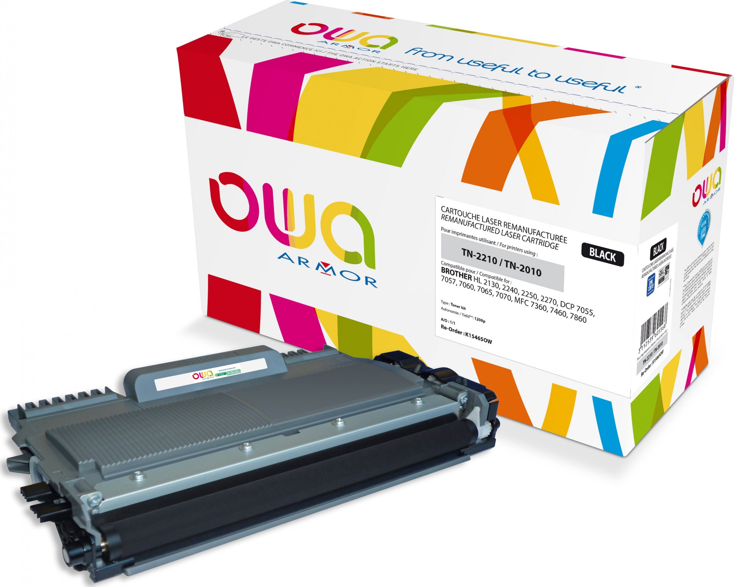 Toner OWA Armor Armor OWA - Black - Remanufactured - Toner Cartridge (Alternative to: Brother TN2210) - for Brother DCP-7060, 7065, 7070, HL-2240, 225