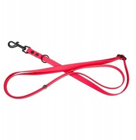Smycz dla psa 3w1 z wytrzymałej gumy, czerwona, 16mm/1,00-1,80 m