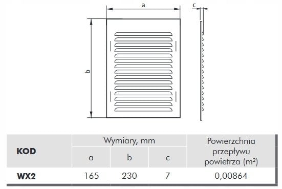 Kratka metalowa z siatką 165x230mm brąz WX2BR