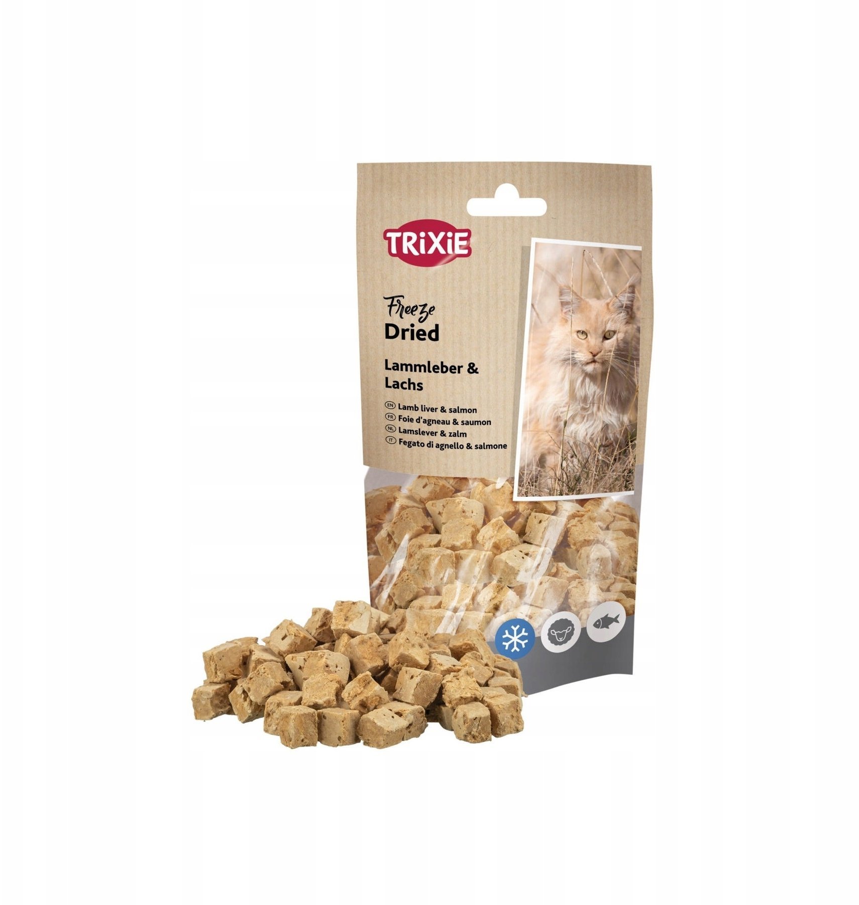 Liofilizowana wątróbka jagnięca z łososiem, przysmak, dla kota, 25g