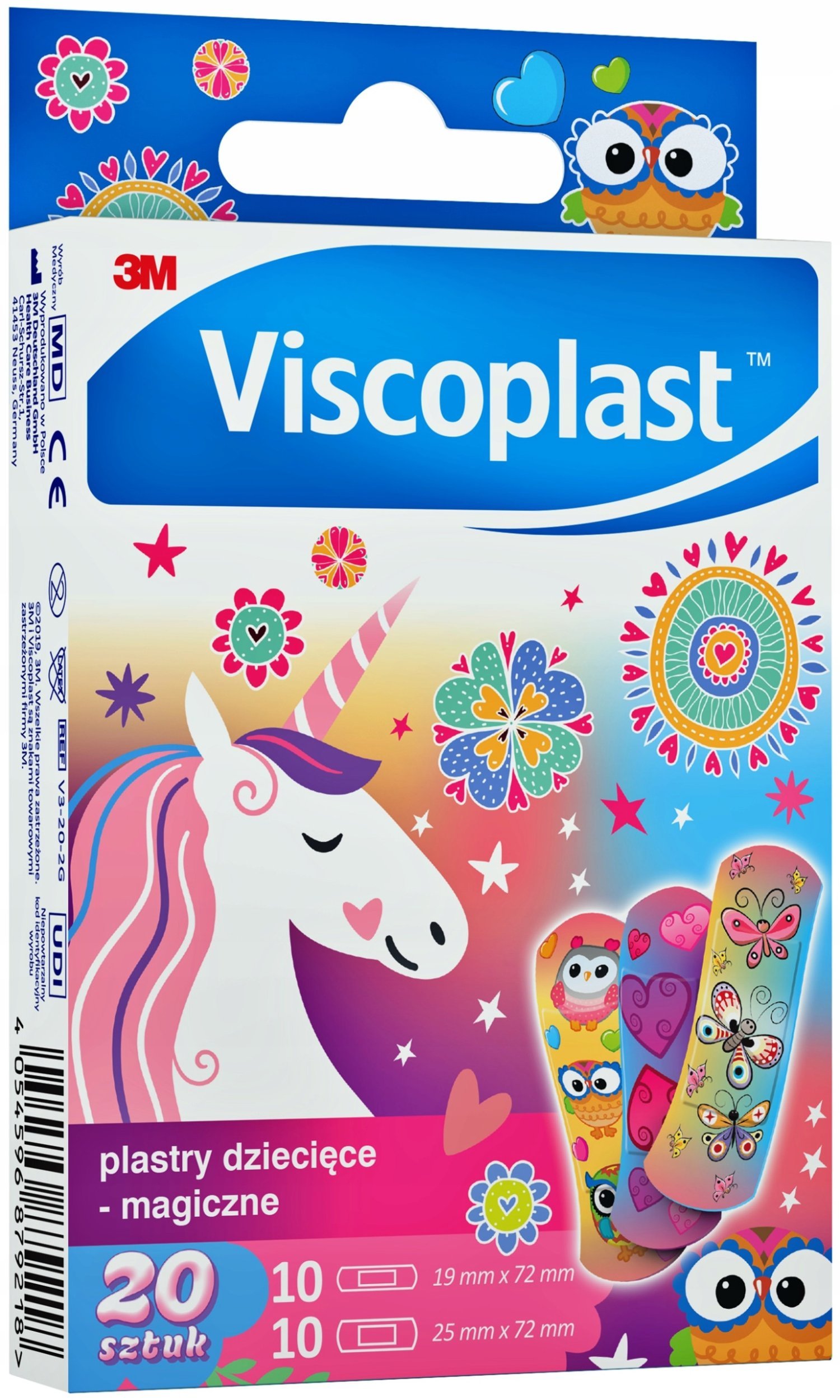 Plastry dziecięce VISCOPLAST Magiczne, 2 rozmiary, 20 szt., pudełko