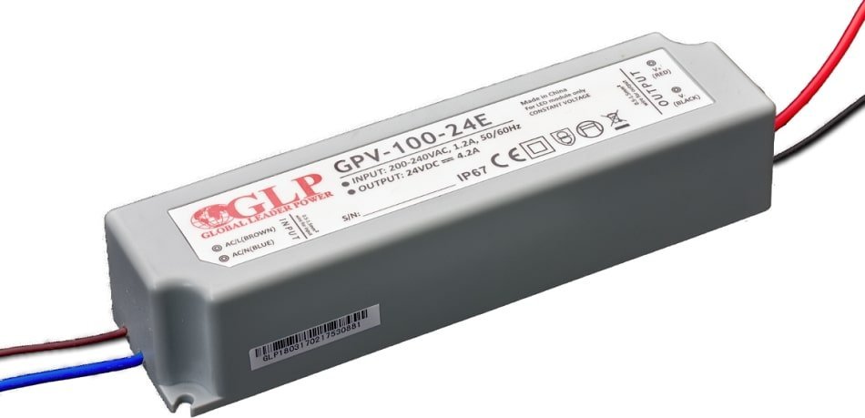GLP power supply GPV series 24V/4.2A, CV, non-PFC, IP67 plastic case, EU input range