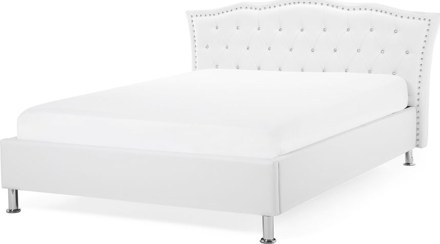 Beliani Łóżko ekoskóra 140 x 200 cm białe METZ