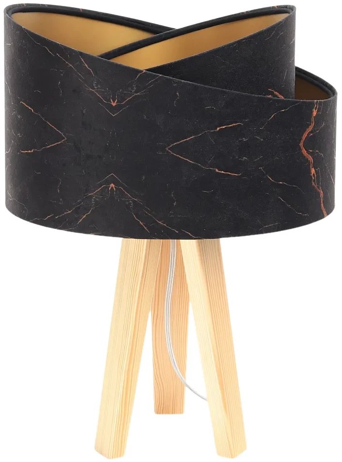 Lampa stołowa BLACK MARBLE czarna/złota/sosna BPS KONCEPT