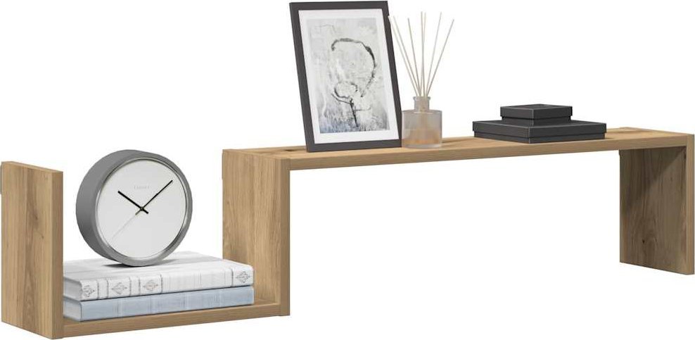 vidaXL Półki ścienne, 2 szt., dąb artisan, 100x15x20 cm