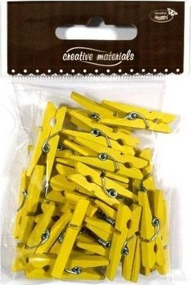 Klamerki drewniane żółte 30mm 25szt