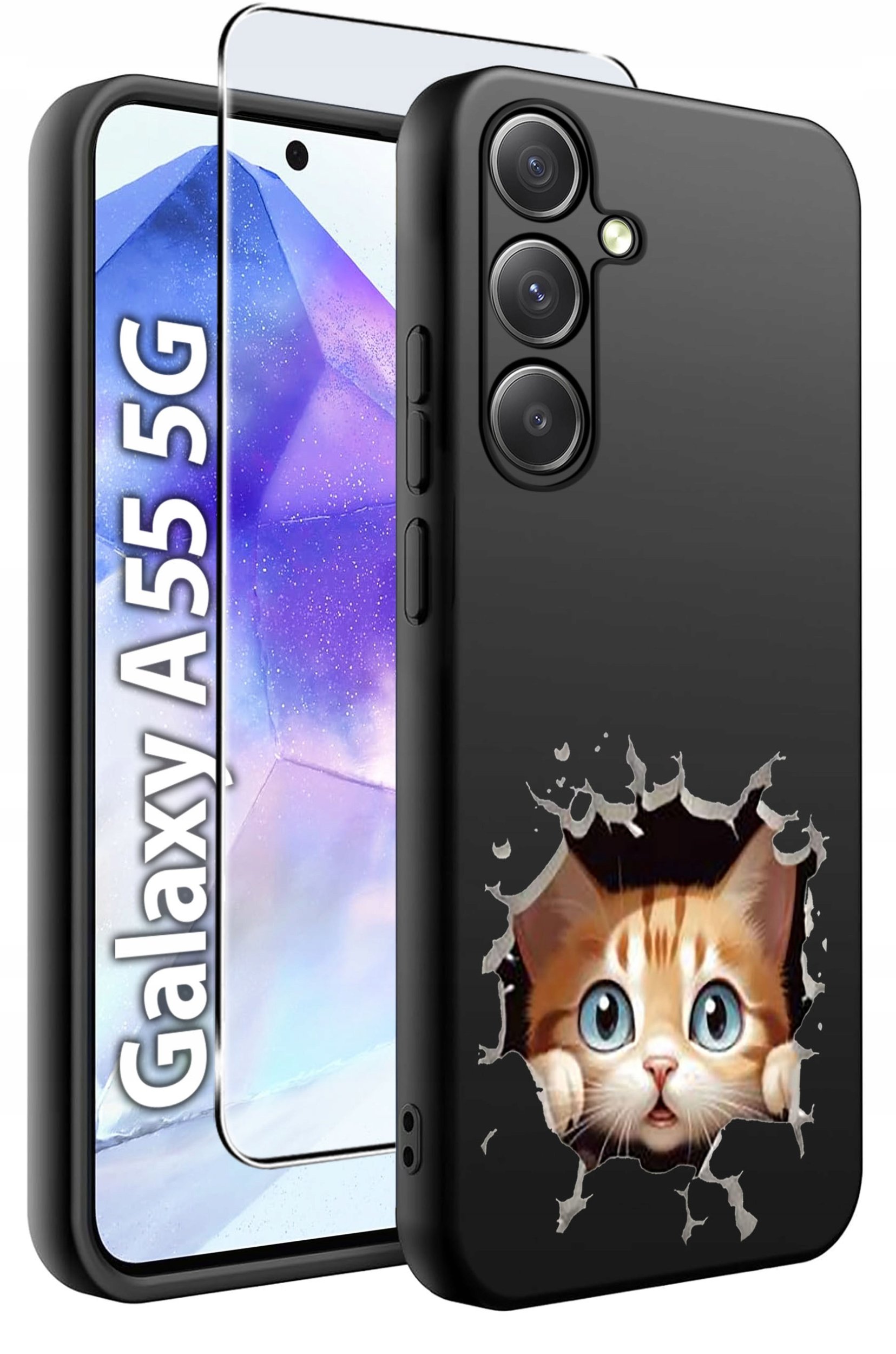 ETUI do Samsung A55 5G WZORY | SILIKONOWE MATT CASE + SZKŁO HARTOWANE 9H