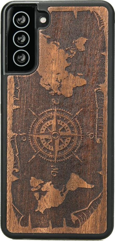 BeWood Drewniane Etui Samsung Galaxy S21 Plus RÓŻA WIATRÓW MERBAU