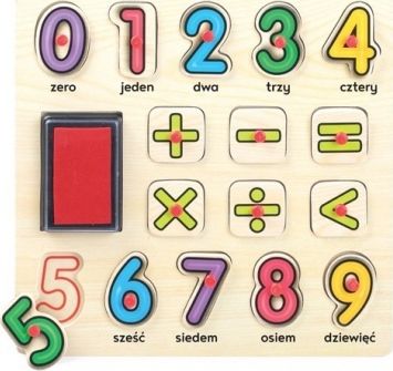 Playme Drewniana Układanka z Pinezkami i Tuszem Cyfry