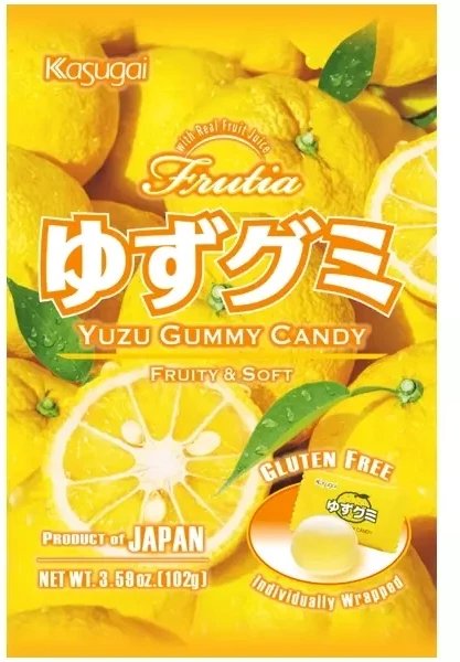 Frutia Yuzu Gummy, żelki o smaku cytrusowym 102g - Kasugai