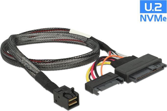 Delock SFF 8643 - SFF-8639 + SATA 15-pin, 0.5m, Czarny (84819)